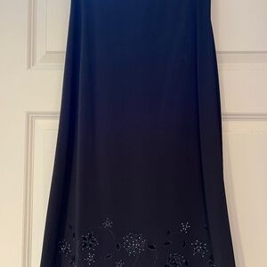 BCBG Maxazria black beaded midi skirt and matching camisole top